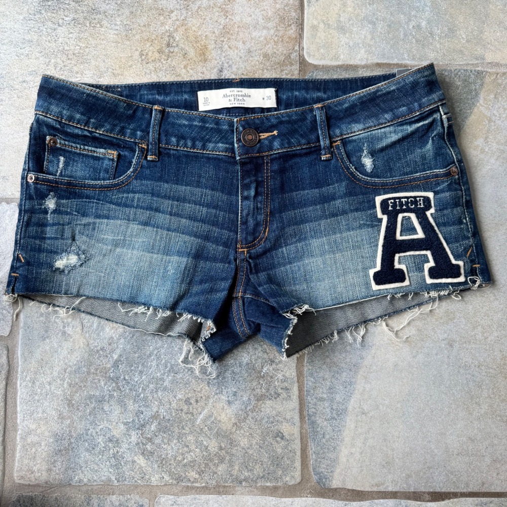 Y2K NWT Abercrombie Low Rise Micro Mini Denim Shorts‎ Sz 10 RARE A Patch